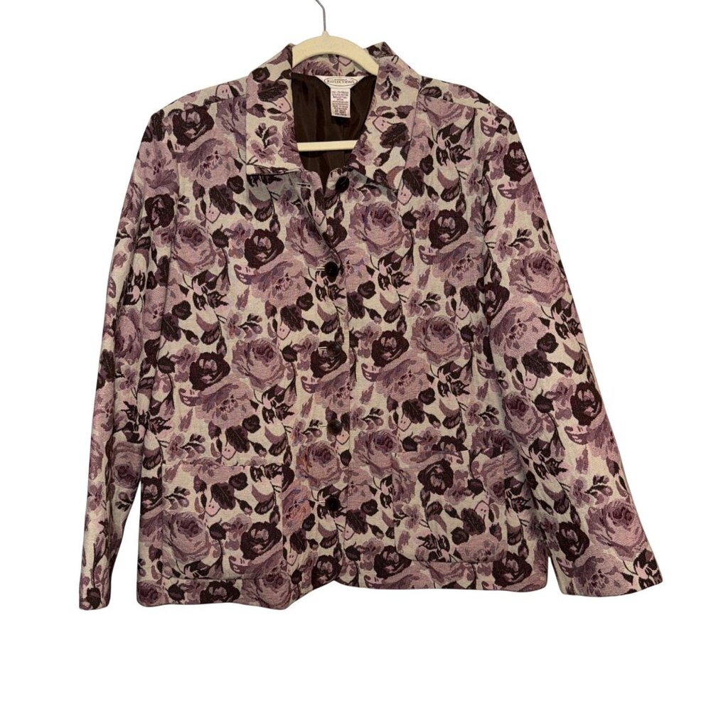 Vintage Northern Reflections Floral Blazer Jacket XXL Purple Pink